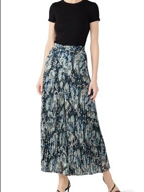 Club Monaco Jessyn Lampshade Pleated Wide Leg High Rise Abstract Spring Pants